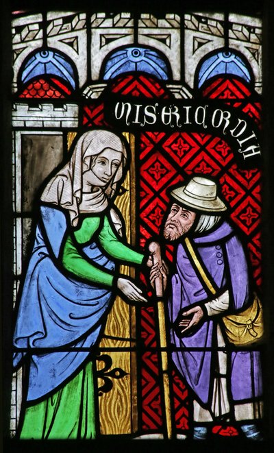 Window Depicting the Works of Mercy: Welcoming the Stranger by French School
